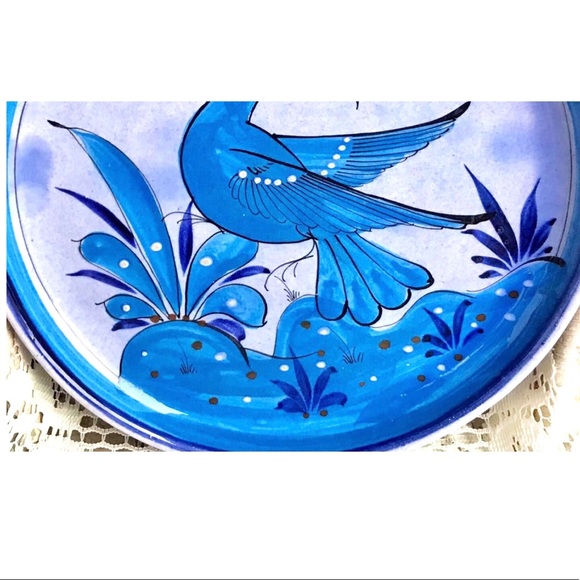 Blue Bird Pottery Plate Vintage, Toñala Pottery - Picture 3 of 8